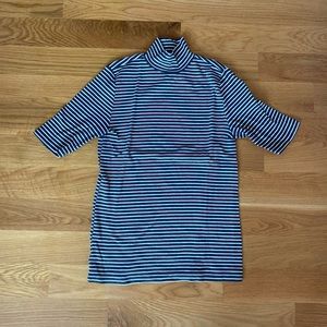 ❣️ LOFT Stripe Ribbed Mock Neck Top
